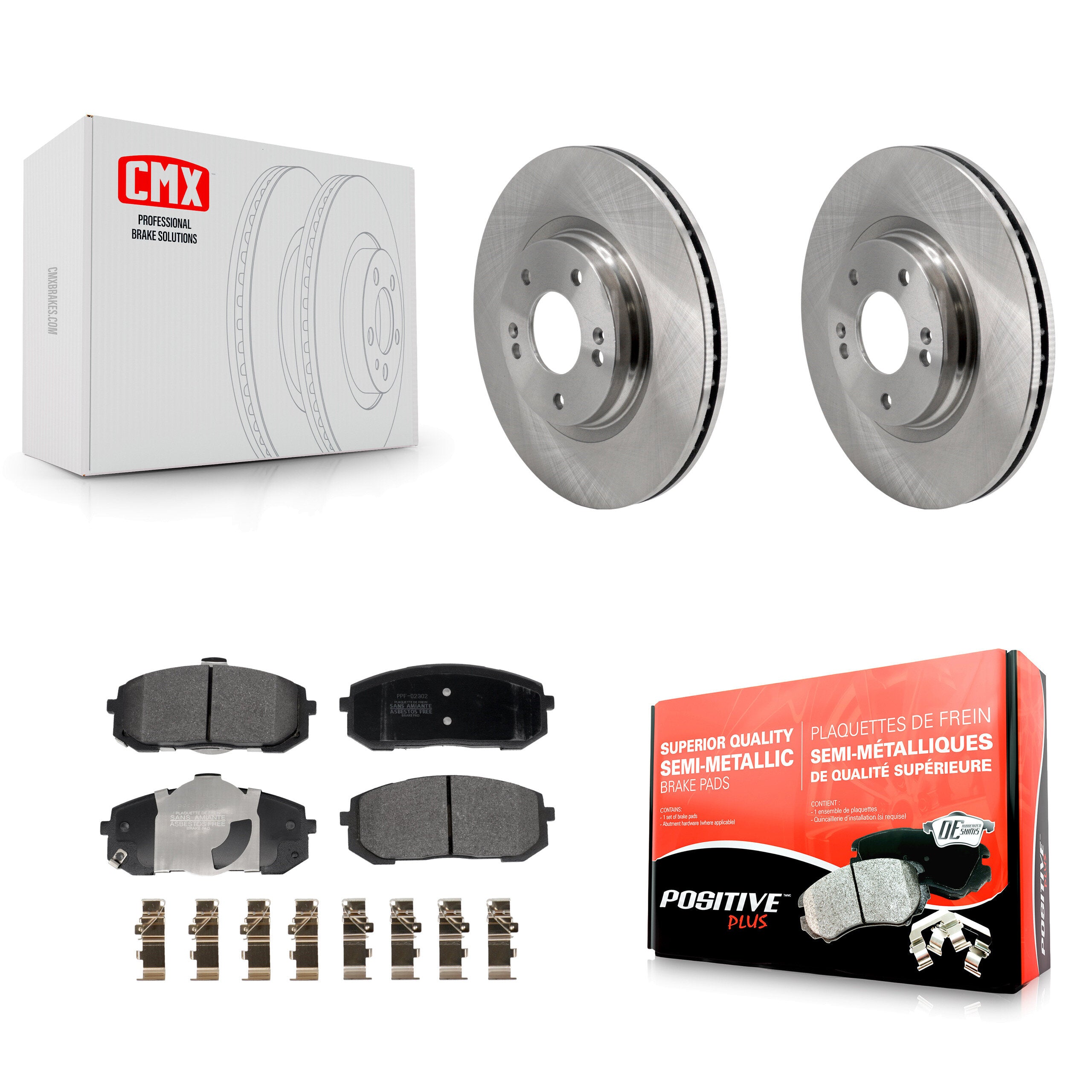 Front Disc Brake Rotors & Semi-Metallic Pad Kit For Hyundai Elantra Sonata Kia Niro EV K5 K8F-104065