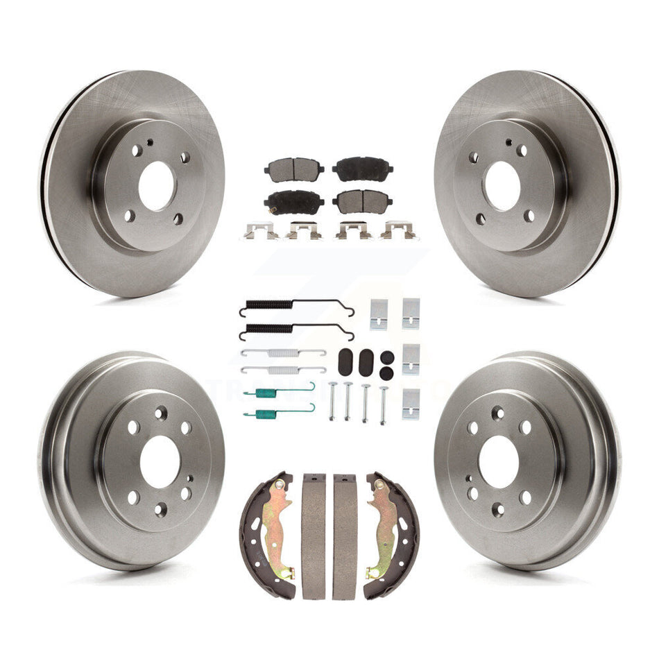 Front Rear Disc Brake Rotors Semi-Metallic Pads And Drum Kit (7Pc) For 2011-2014 Mazda 2 K8F-104094
