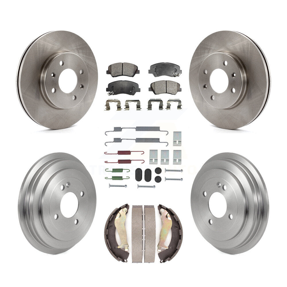 Front Rear Disc Brake Rotor Semi-Metallic Pad Drum Kit (7Pc) For 2012-2017 Hyundai Accent K8F-104097