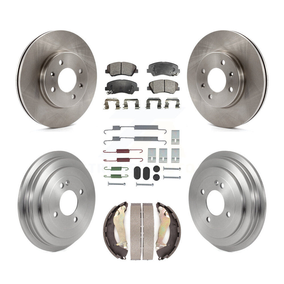 Front Rear Disc Brake Rotor Semi-Metallic Pad Drum Kit (7Pc) For 2012-2017 Hyundai Accent K8F-104097