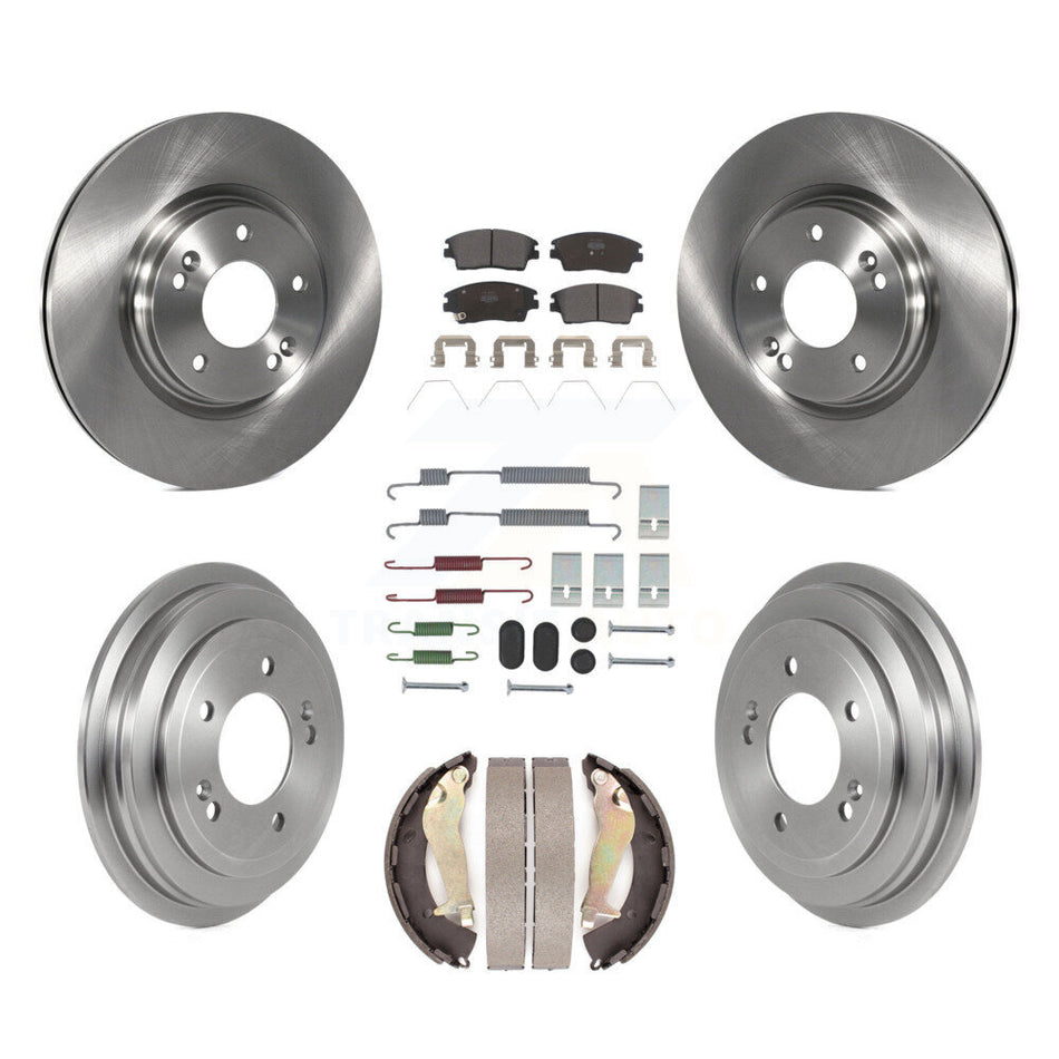 Front Rear Brake Rotors Semi-Metallic Pad & Drum Kit (7Pc) For 17-20 Hyundai Elantra 1.6L K8F-104098