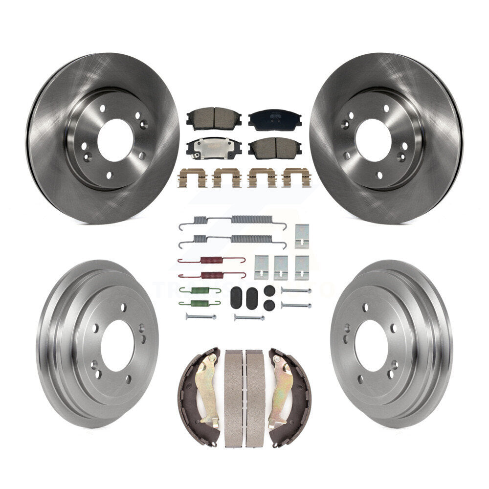 Front Rear Disc Brake Rotors Semi-Metallic Pad Drum Kit (7Pc) For 2020-2023 Hyundai Venue K8F-104100