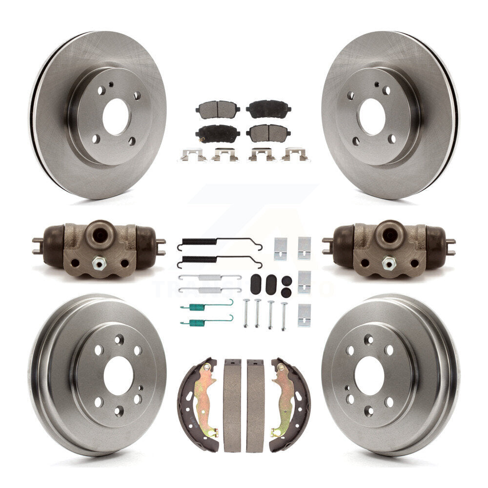 Front Rear Disc Brake Rotors Semi-Metallic Pads And Drum Kit (9Pc) For 2011-2014 Mazda 2 K8F-104114