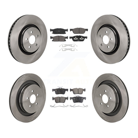Front Rear Brake Rotor Semi-Metallic Pad Kit For 2019 Ford Edge With Red Painted Calipers K8F-104127