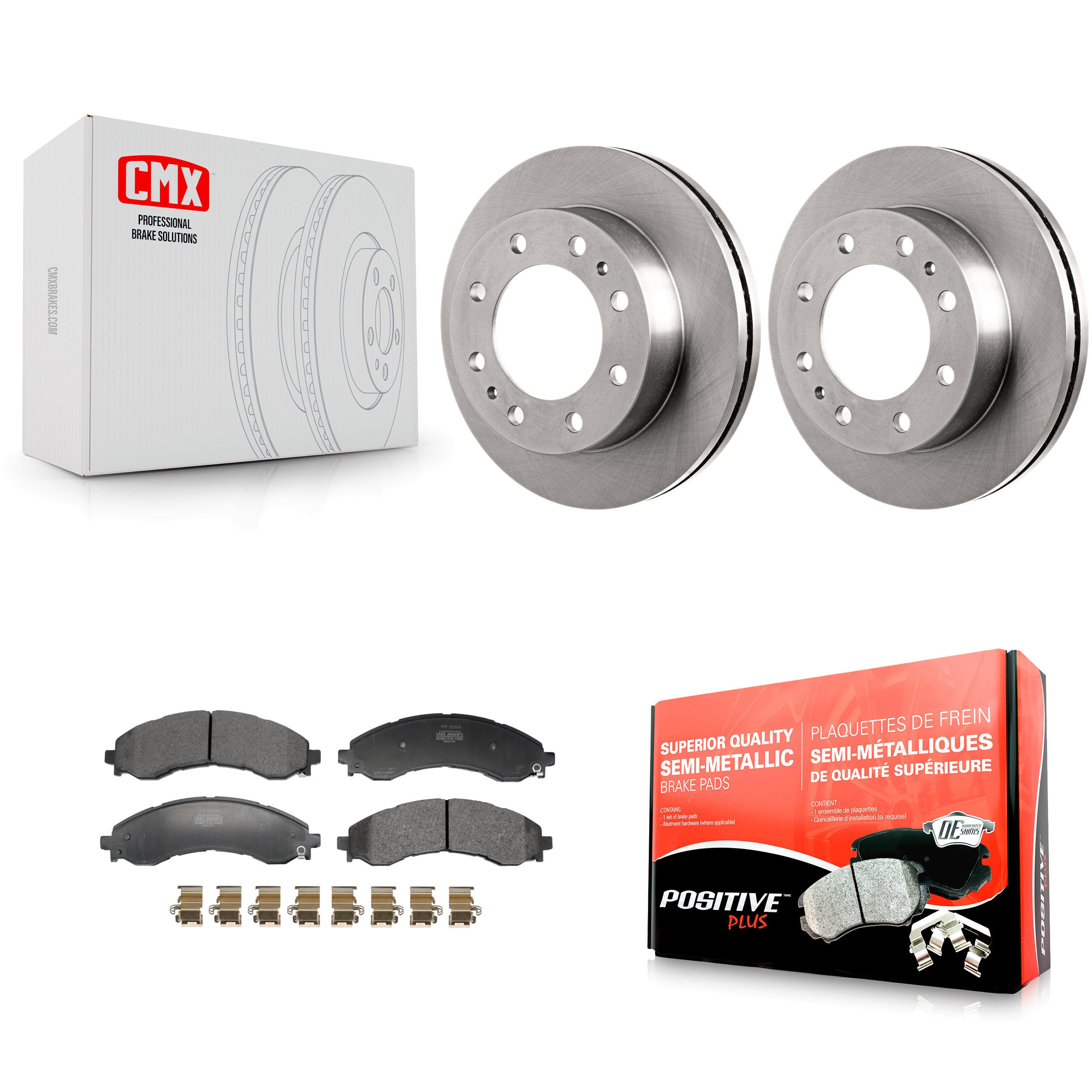 Front Disc Brake Rotor & Semi-Metallic Pad Kit For GMC Savana 3500 Chevrolet Express 4500 K8F-104266
