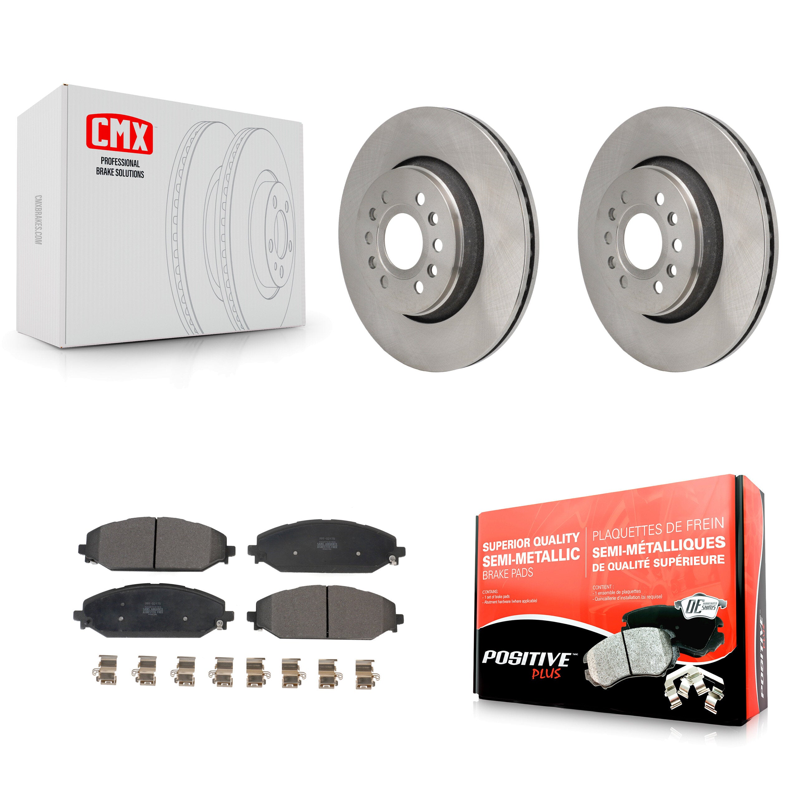 Front Disc Brake Rotors And Semi-Metallic Pads Kit For Ram 1500 Jeep Wagoneer Grand L K8F-104274