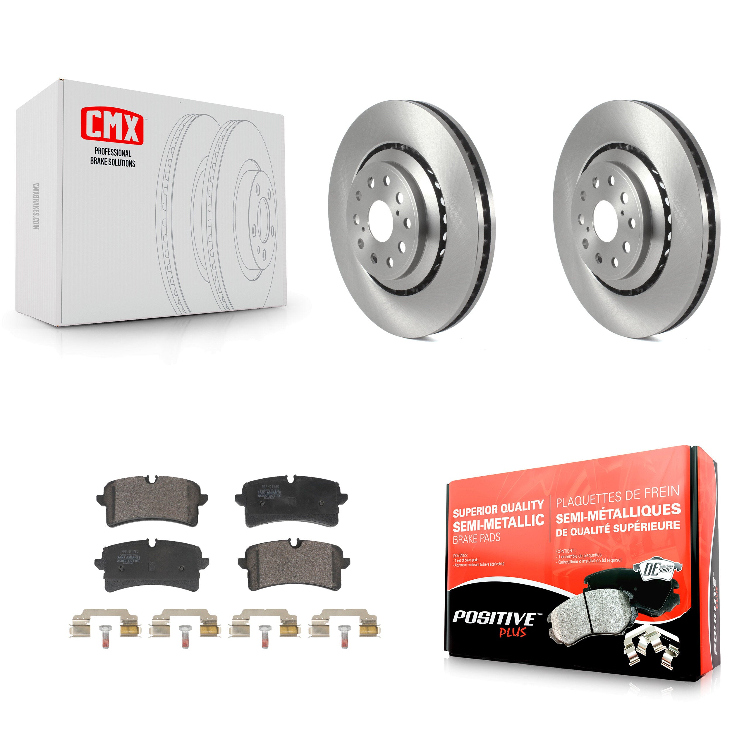 Rear Brake Rotors & Semi-Metallic Pad Kit For Audi S6 S7 S8 With Ceramic Composite Brakes K8F-104311