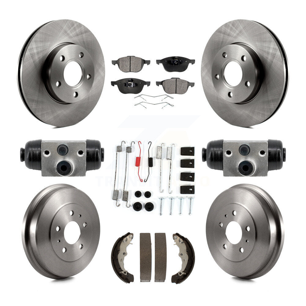 Front Rear Disc Brake Rotor Semi-Metallic Pad And Drum Kit (9Pc) For Ford Focus FMSI=1004 K8F-104344