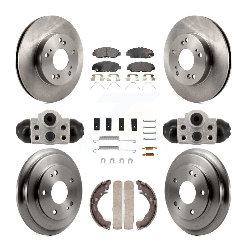Front Rear Disc Brake Rotors Semi-Metallic Pads And Drum Kit (9Pc) For Honda Civic K8F-104345