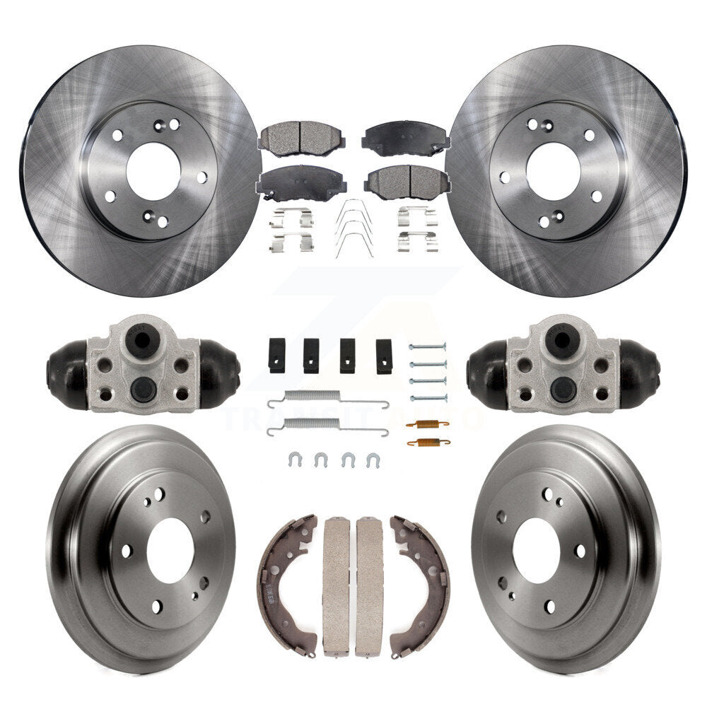 Front Rear Disc Brake Rotors Semi-Metallic Pads And Drum Kit (9Pc) For Honda Civic K8F-104346