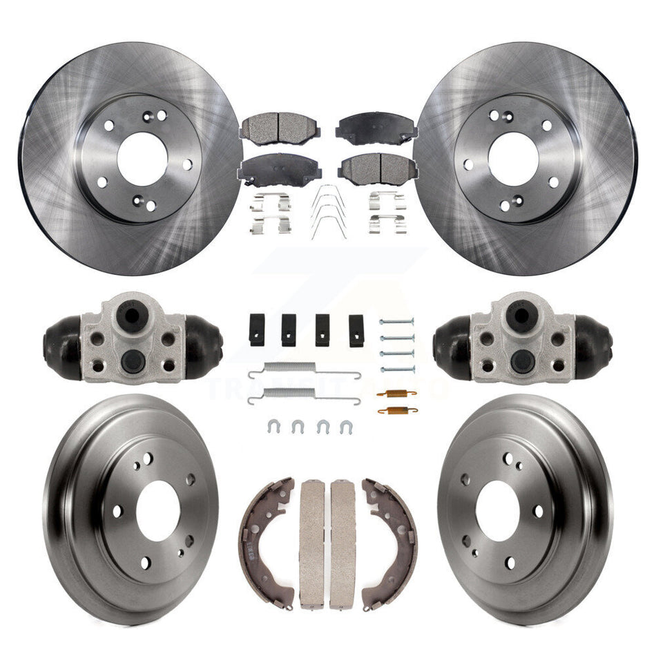 Front Rear Disc Brake Rotors Semi-Metallic Pads And Drum Kit (9Pc) For Honda Civic K8F-104346