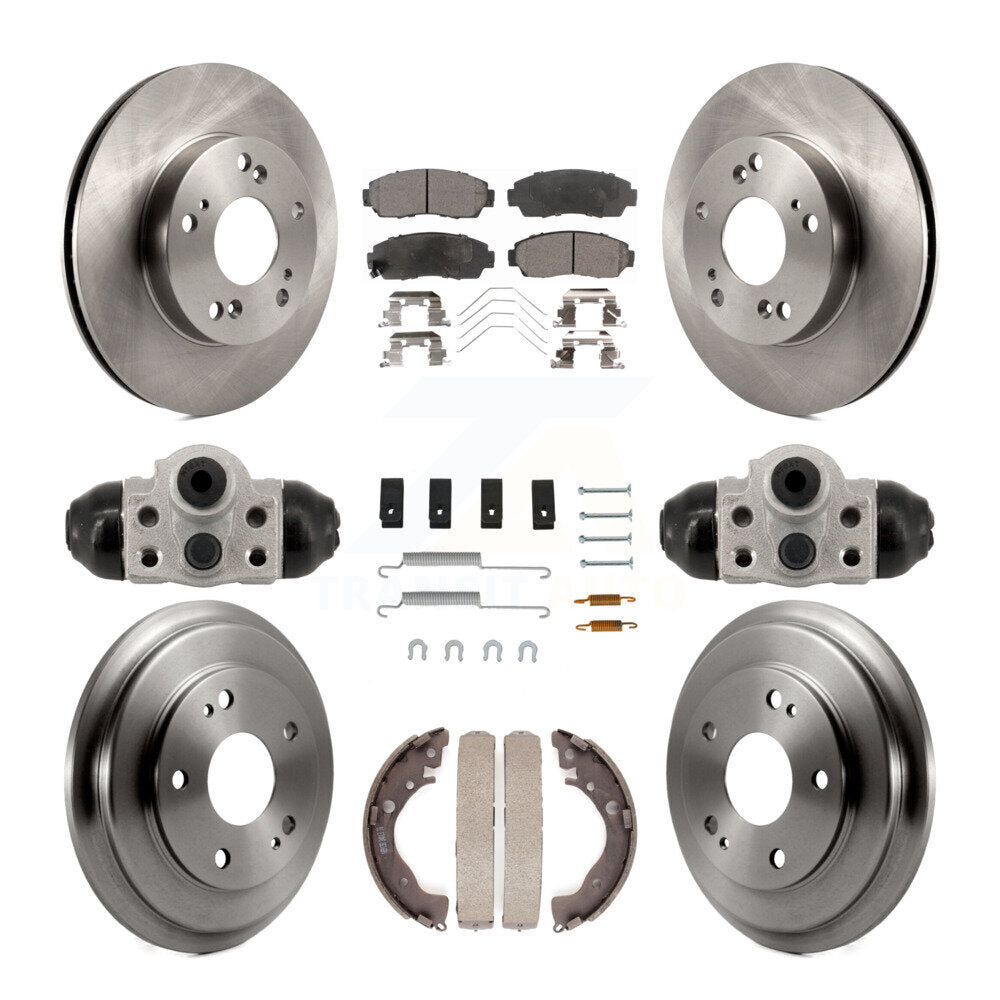 Front Rear Disc Brake Rotors Semi-Metallic Pads And Drum Kit (9Pc) For Honda Civic K8F-104347