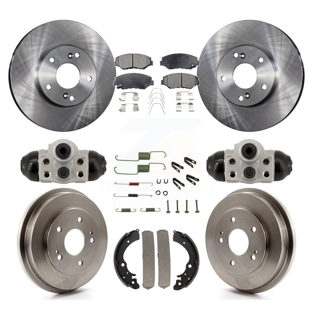Front Rear Disc Brake Rotors Semi-Metallic Pads And Drum Kit (9Pc) For Honda Fit K8F-104349