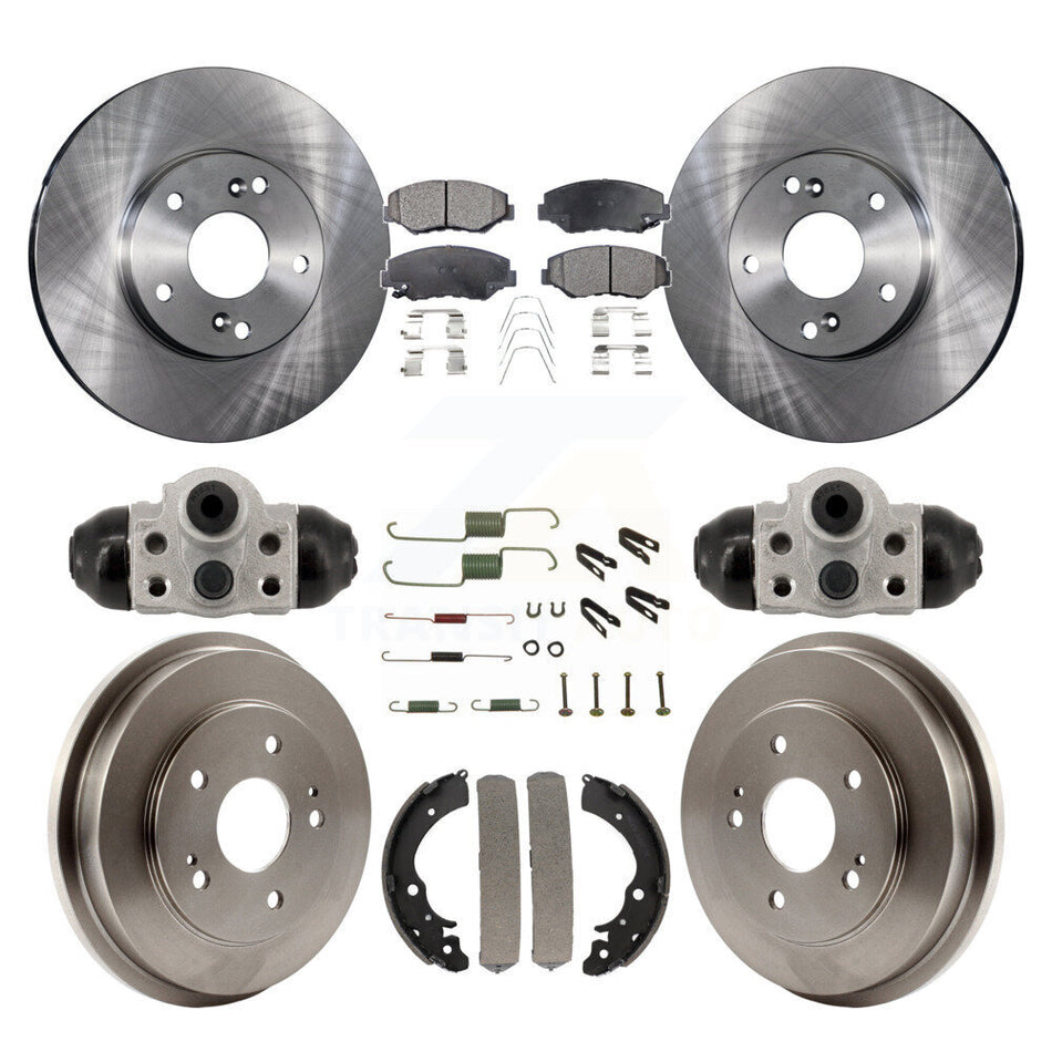 Front Rear Disc Brake Rotors Semi-Metallic Pads And Drum Kit (9Pc) For Honda Fit K8F-104349