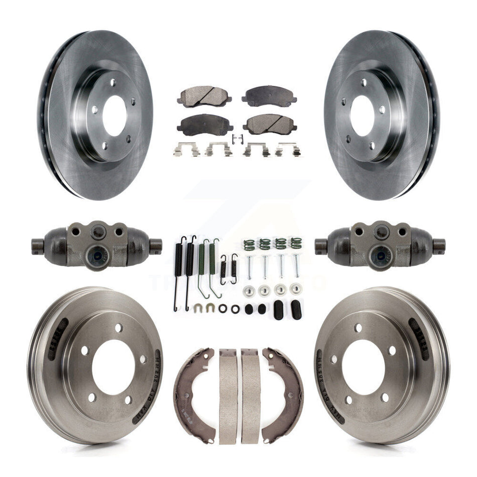 Front Rear Brake Rotors Semi-Metallic Pad & Drum Kit (9Pc) For 2008 Mitsubishi Lancer GTS K8F-104354