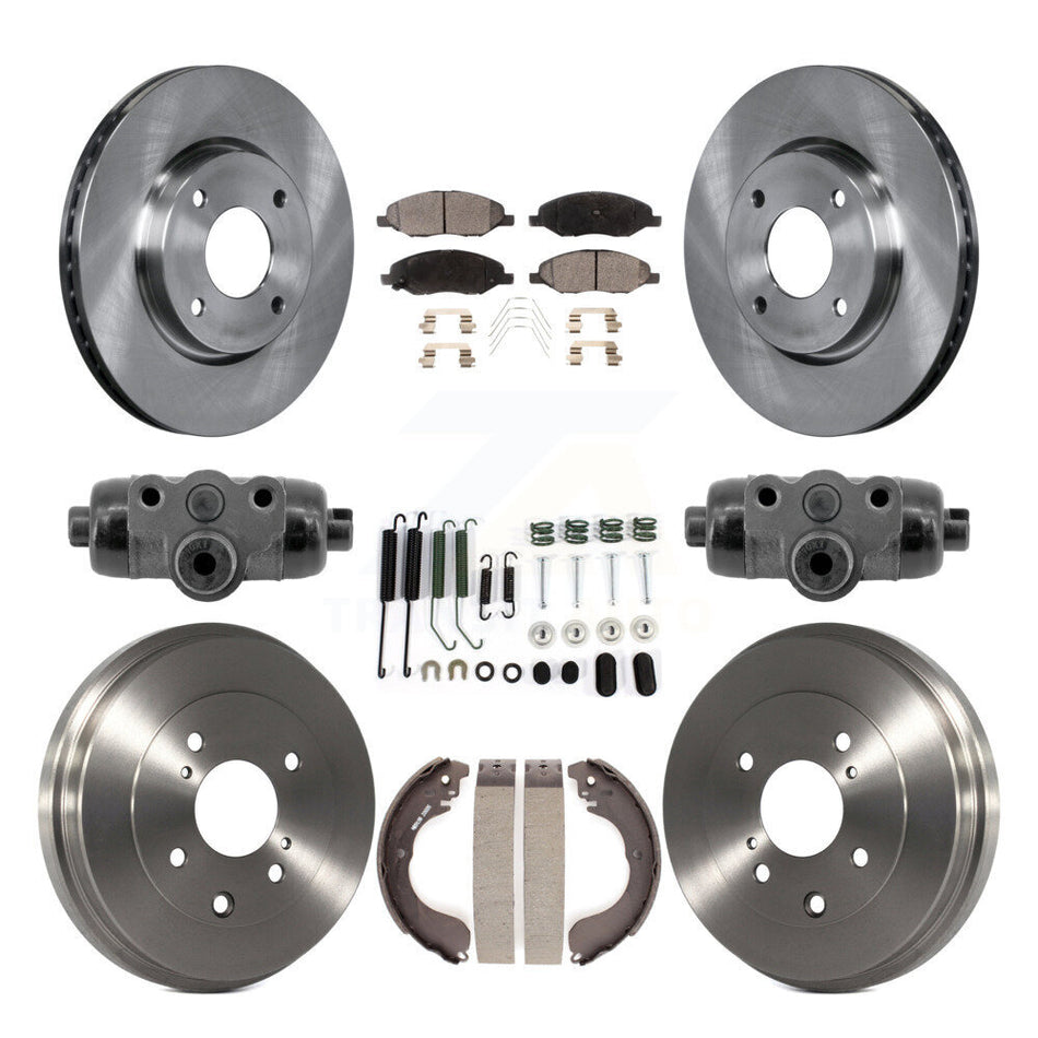 Front Rear Brake Rotor Semi-Metallic Pad Drum Kit (9Pc) For 2008 Nissan Versa 4-Wheel ABS K8F-104359