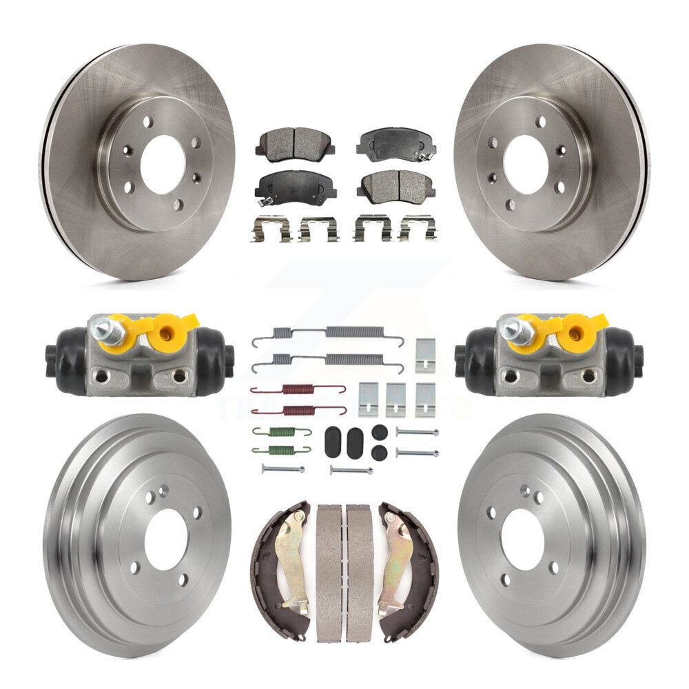 Front Rear Disc Brake Rotor Semi-Metallic Pad Drum Kit (9Pc) For 2012-2017 Hyundai Accent K8F-104364