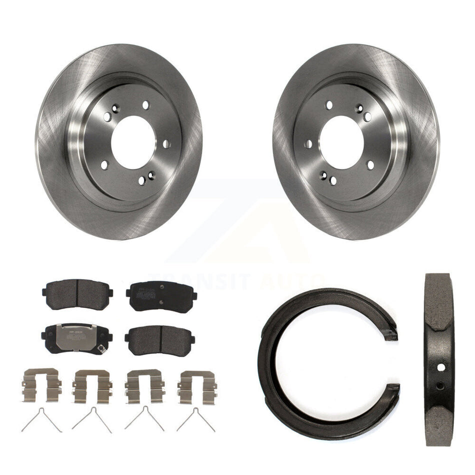 Rear Disc Rotors Semi-Metallic Pads And Parking Brake Shoes Kit For Kia Optima K8F-104385