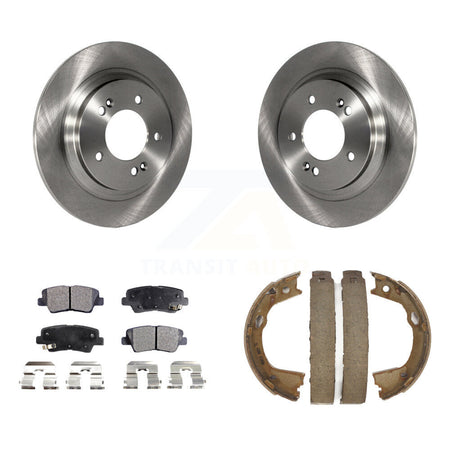 Rear Disc Rotors Semi-Metallic Pads And Parking Brake Shoes Kit For Kia Optima K8F-104386