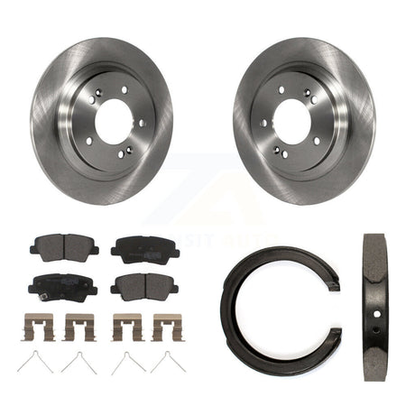 Rear Disc Rotors Semi-Metallic Pads And Parking Brake Shoes Kit For Kia Optima K8F-104388