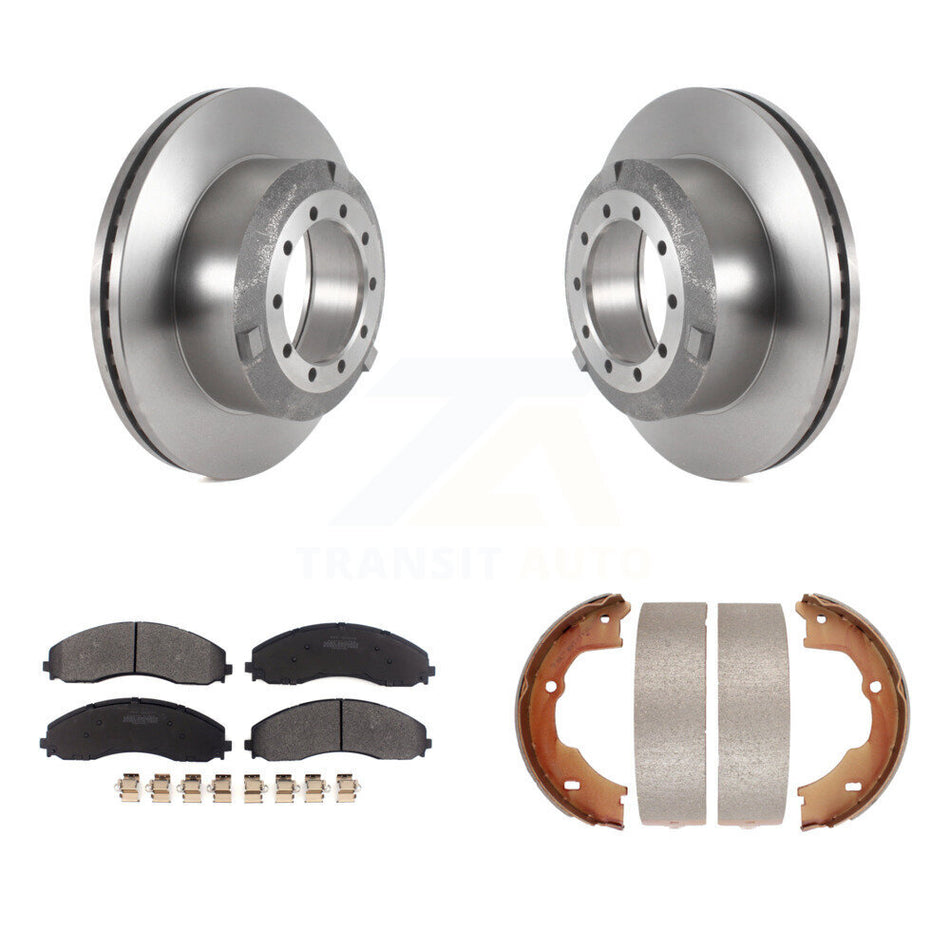 Rear Disc Rotors Semi-Metallic Pads And Parking Shoes Kit For Ford F-450 Super Duty F-550 K8F-104394