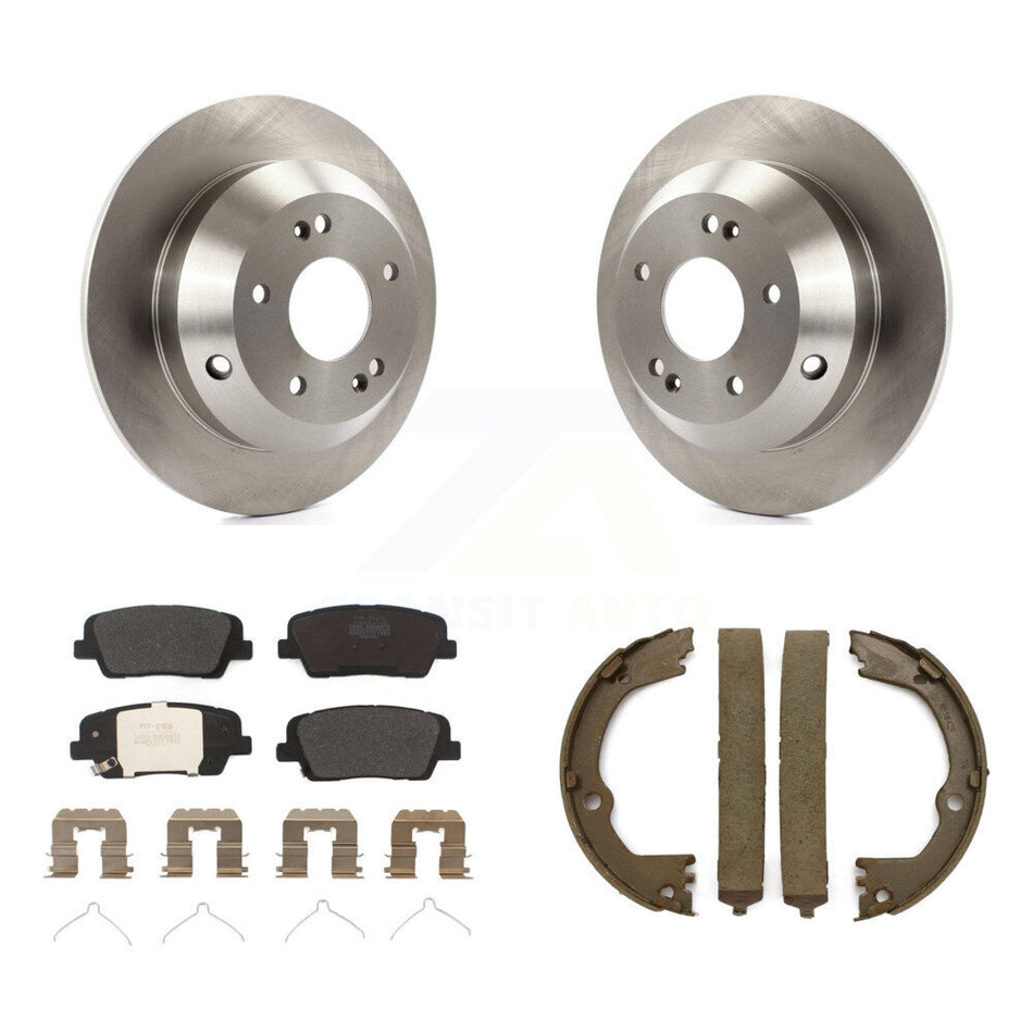 Rear Disc Rotors Semi-Metallic Pads And Parking Brake Shoes Kit For Kia Sorento K8F-104395