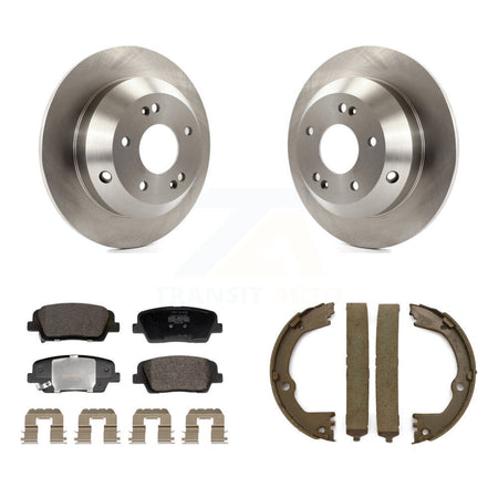 Rear Disc Rotors Semi-Metallic Pads & Parking Shoes Kit For Hyundai Santa Fe Sport Kia XL K8F-104396