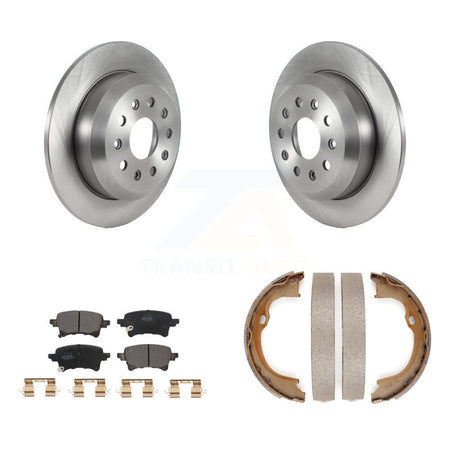 Rear Disc Rotors Semi-Metallic Pads And Parking Brake Shoes Kit For Jeep Wrangler K8F-104416