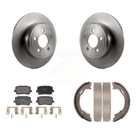 Rear Disc Rotors Semi-Metallic Pads And Parking Brake Shoes Kit For Dodge Charger K8F-104440