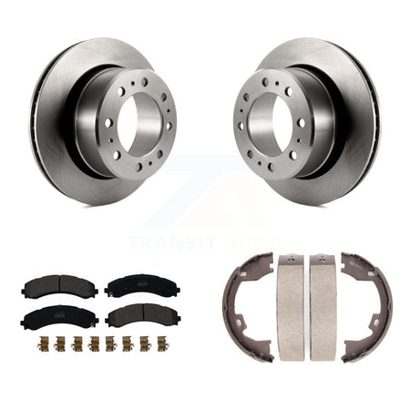 Rear Disc Rotors Semi-Metallic Pads Parking Shoes Kit For Ram 3500 With Dual Wheels K8F-104450