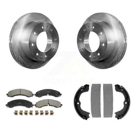 Rear Disc Rotors Semi-Metallic Pads & Parking Shoes Kit For GMC Chevrolet Sierra 2500 HD K8F-104453