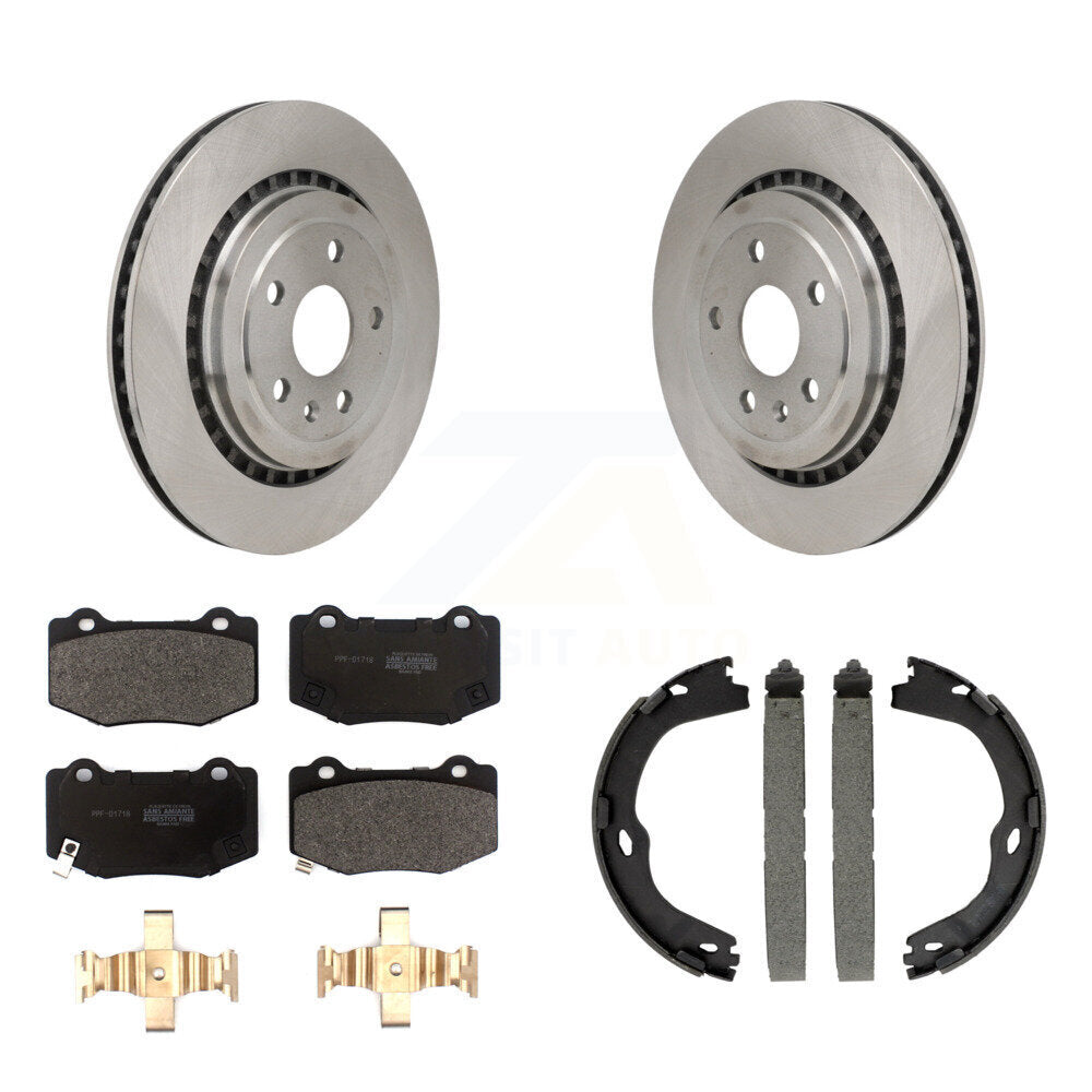 Rear Disc Rotors Semi-Metallic Pads & Parking Shoes Kit For Chevrolet Camaro Cadillac ATS K8F-104455