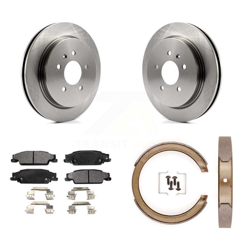 Rear Disc Rotors Semi-Metallic Pads And Parking Brake Shoes Kit For Cadillac STS K8F-104459