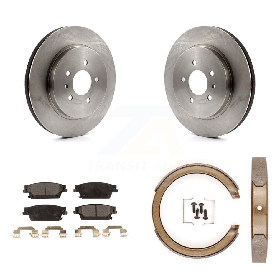 Rear Disc Rotors Semi-Metallic Pads And Parking Brake Shoes Kit For Cadillac STS K8F-104460