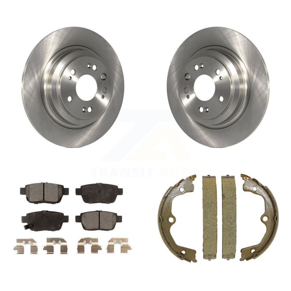 Rear Disc Rotors Semi-Metallic Pads And Parking Brake Shoes Kit For 2009-2014 Acura TL K8F-104462