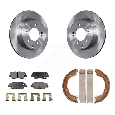 Rear Disc Rotors Semi-Metallic Pads And Parking Brake Shoes Kit For Hyundai Sonata 3.3L K8F-104470