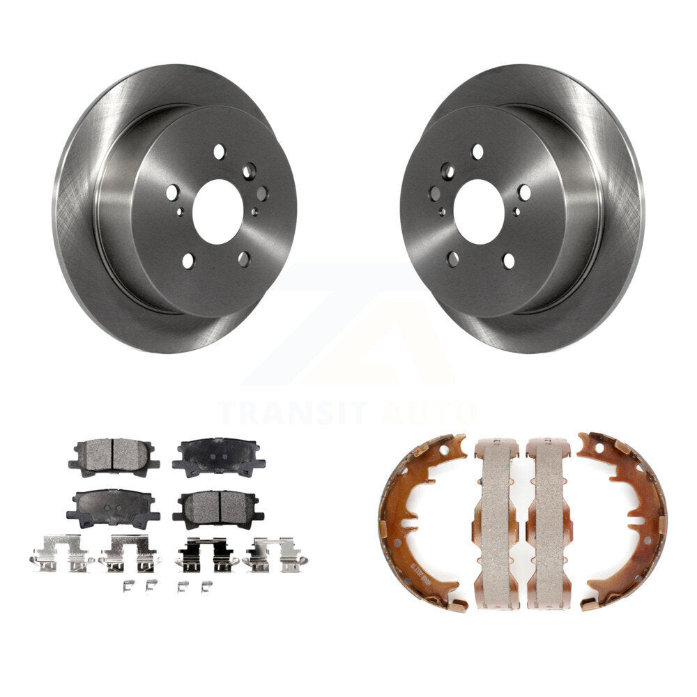 Rear Disc Rotors Semi-Metallic Pads & Parking Shoes Kit For Lexus RX350 Toyota Highlander K8F-104474