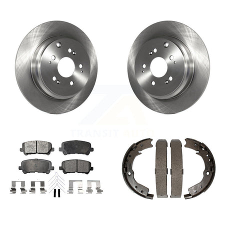 Rear Disc Rotors Semi-Metallic Pads & Parking Brake Shoes Kit For 2011-2017 Honda Odyssey K8F-104476