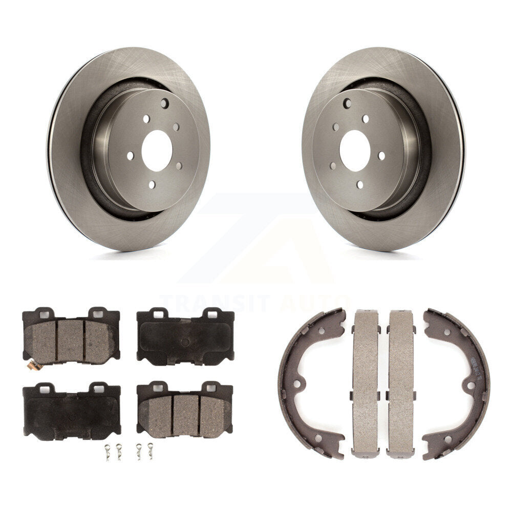Rear Disc Rotors Semi-Metallic Pads Parking Shoes Kit For INFINITI Q50 M37 FX50 QX70 M56 K8F-104478