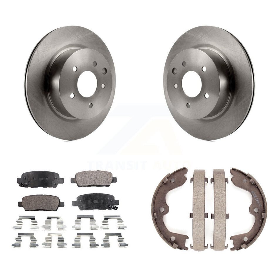 Rear Disc Rotors Semi-Metallic Pads Parking Shoes Kit For INFINITI Nissan Maxima G37 QX50 K8F-104479