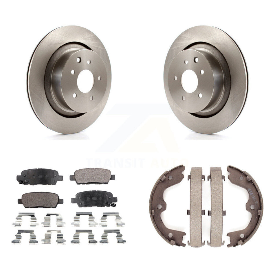 Rear Disc Rotors Semi-Metallic Pads And Parking Brake Shoes Kit For INFINITI G35 Q60 K8F-104483