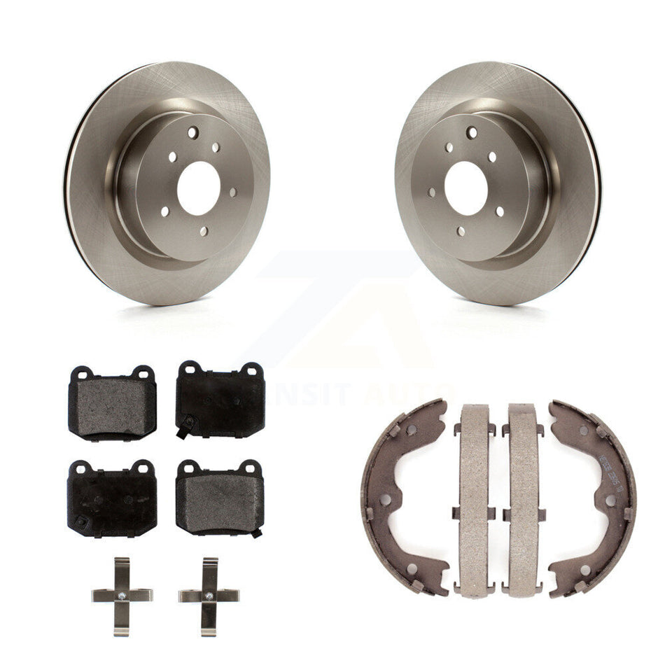 Rear Disc Rotors Semi-Metallic Pads Parking Brake Shoes Kit For Nissan 350Z INFINITI G35 K8F-104488