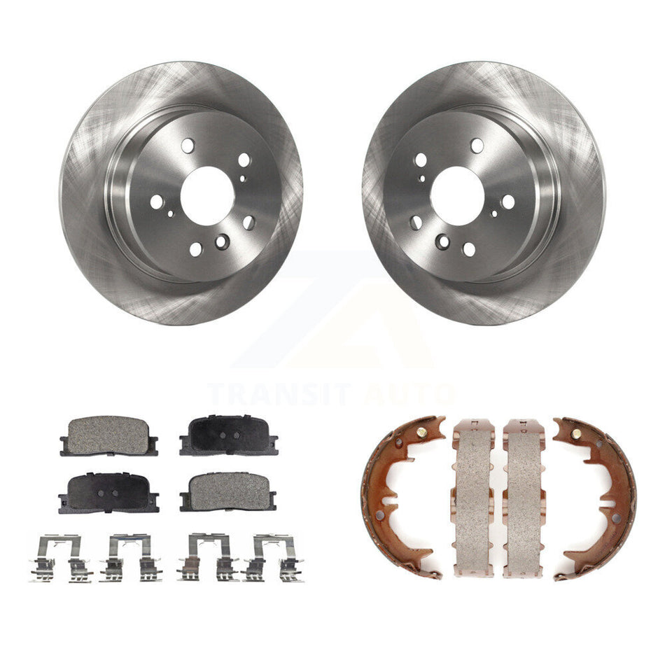 Rear Disc Rotors Semi-Metallic Pads Parking Shoes Kit For 2001-2003 Toyota Highlander AWD K8F-104492