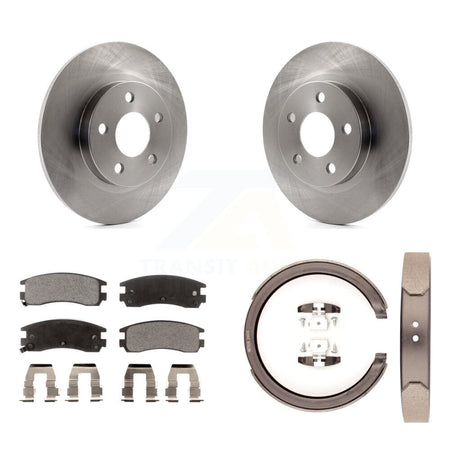 Rear Disc Rotors Semi-Metallic Pads And Parking Brake Shoes Kit For Cadillac DeVille K8F-104496