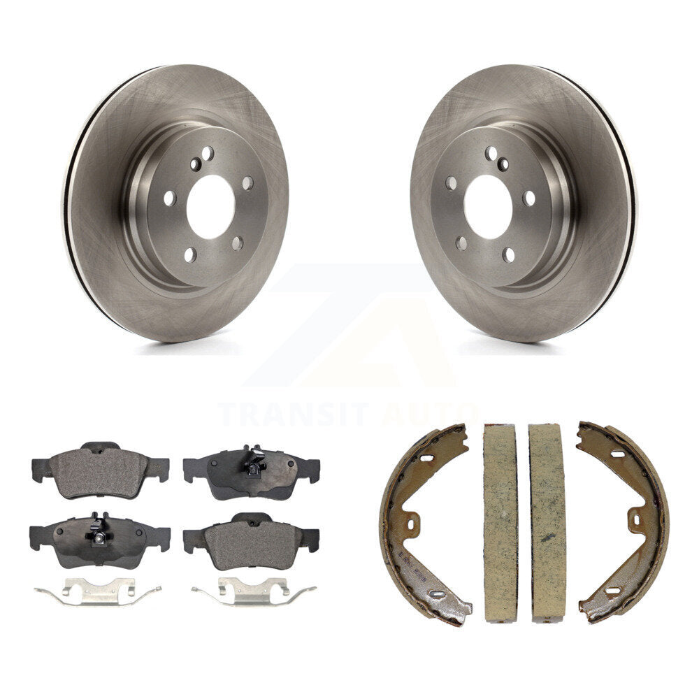 Rear Disc Rotors Semi-Metallic Pads And Parking Brake Shoes Kit For Mercedes-Benz E550 K8F-104508