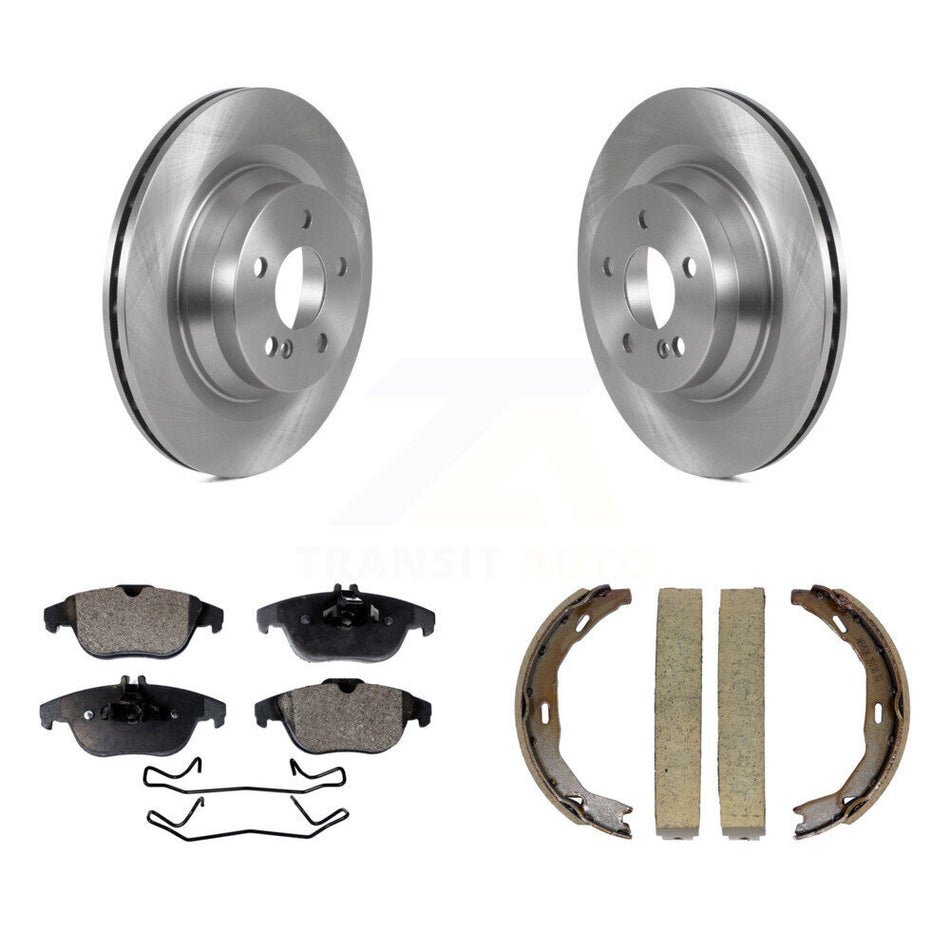 Rear Disc Rotors Semi-Metallic Pads And Parking Brake Shoes Kit For Mercedes-Benz E550 K8F-104509