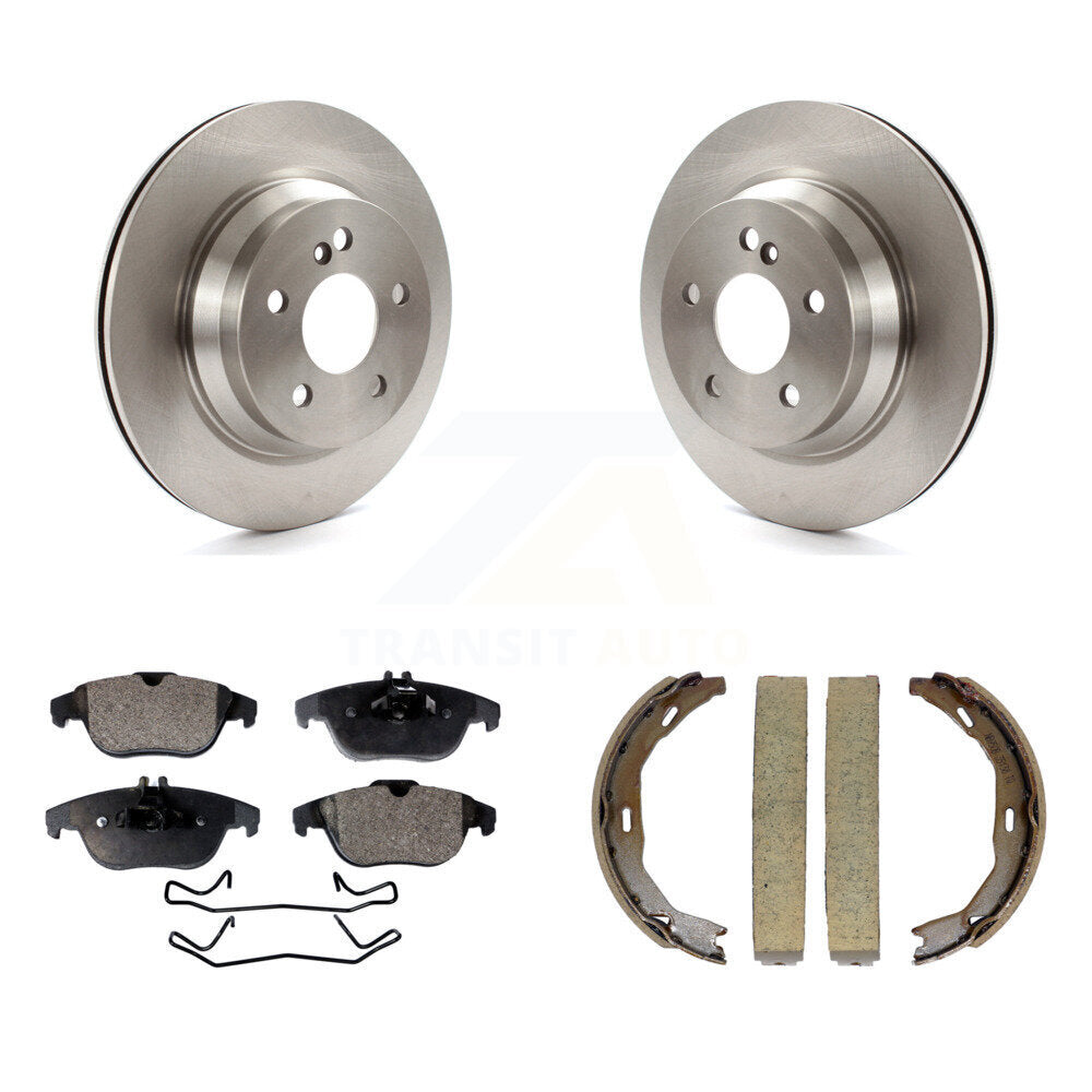Rear Disc Rotors Semi-Metallic Pads & Parking Brake Shoes Kit For Mercedes-Benz E350 E400 K8F-104510