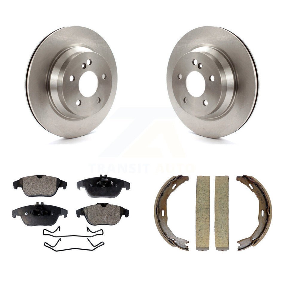 Rear Disc Rotors Semi-Metallic Pads & Parking Brake Shoes Kit For Mercedes-Benz E350 E400 K8F-104510