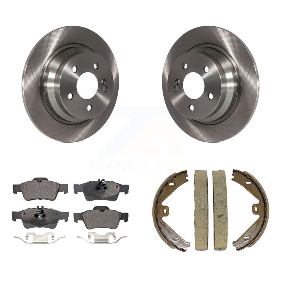 Rear Disc Rotors Semi-Metallic Pads & Parking Brake Shoes Kit For Mercedes-Benz E250 E350 K8F-104511