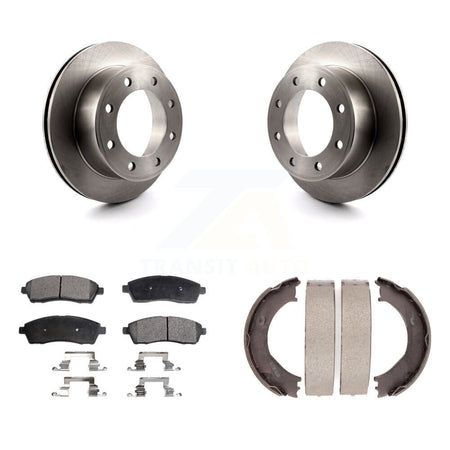 Rear Disc Rotors Semi-Metallic Pads And Parking Shoes Kit For Ford F-350 Super Duty F-250 K8F-104517